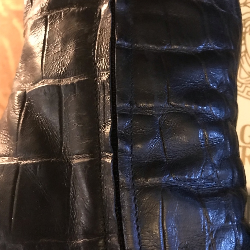 Gianni Versace Stivale Stampa Cocco Tall Boots in Nero/Croc Size 40 T.100 - Picture 2 of 14